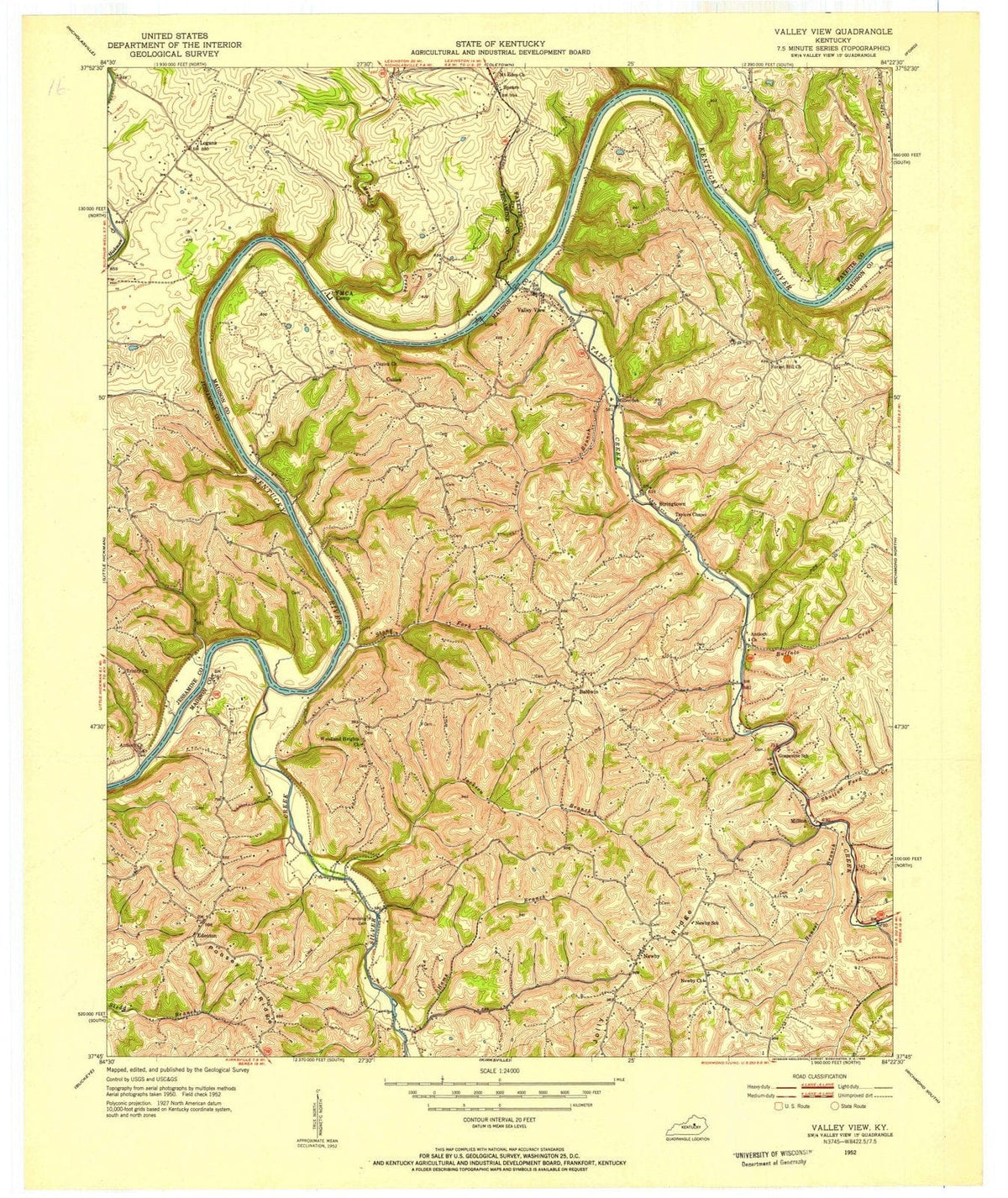 1952 Valley View, KY - Kentucky - USGS Topographic Map