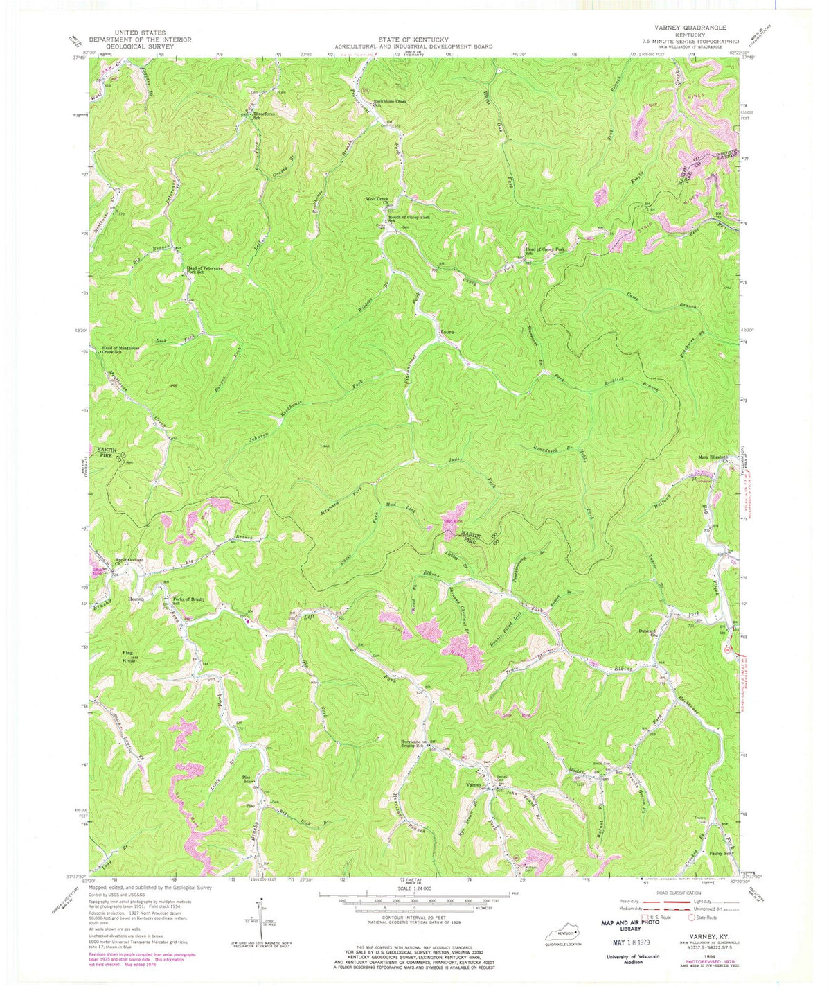 1954 Varney, KY - Kentucky - USGS Topographic Map