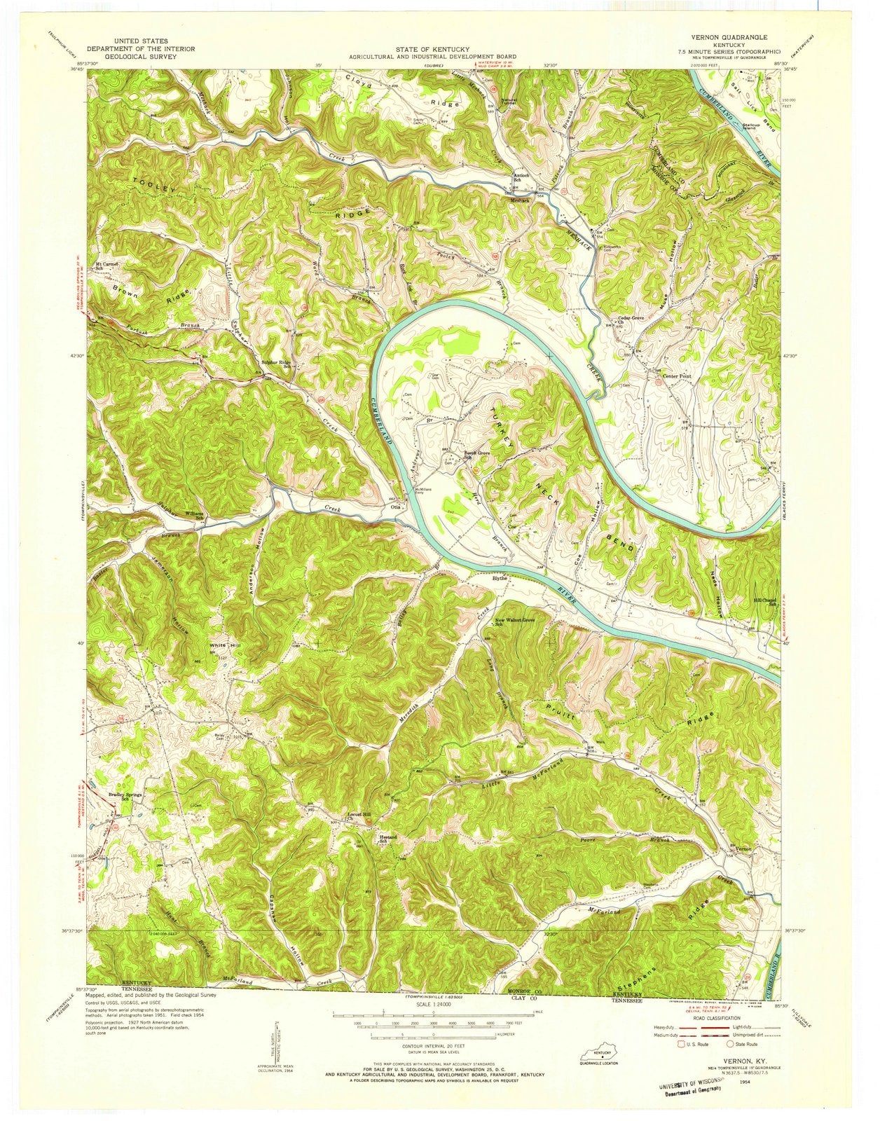 1954 Vernon, KY - Kentucky - USGS Topographic Map