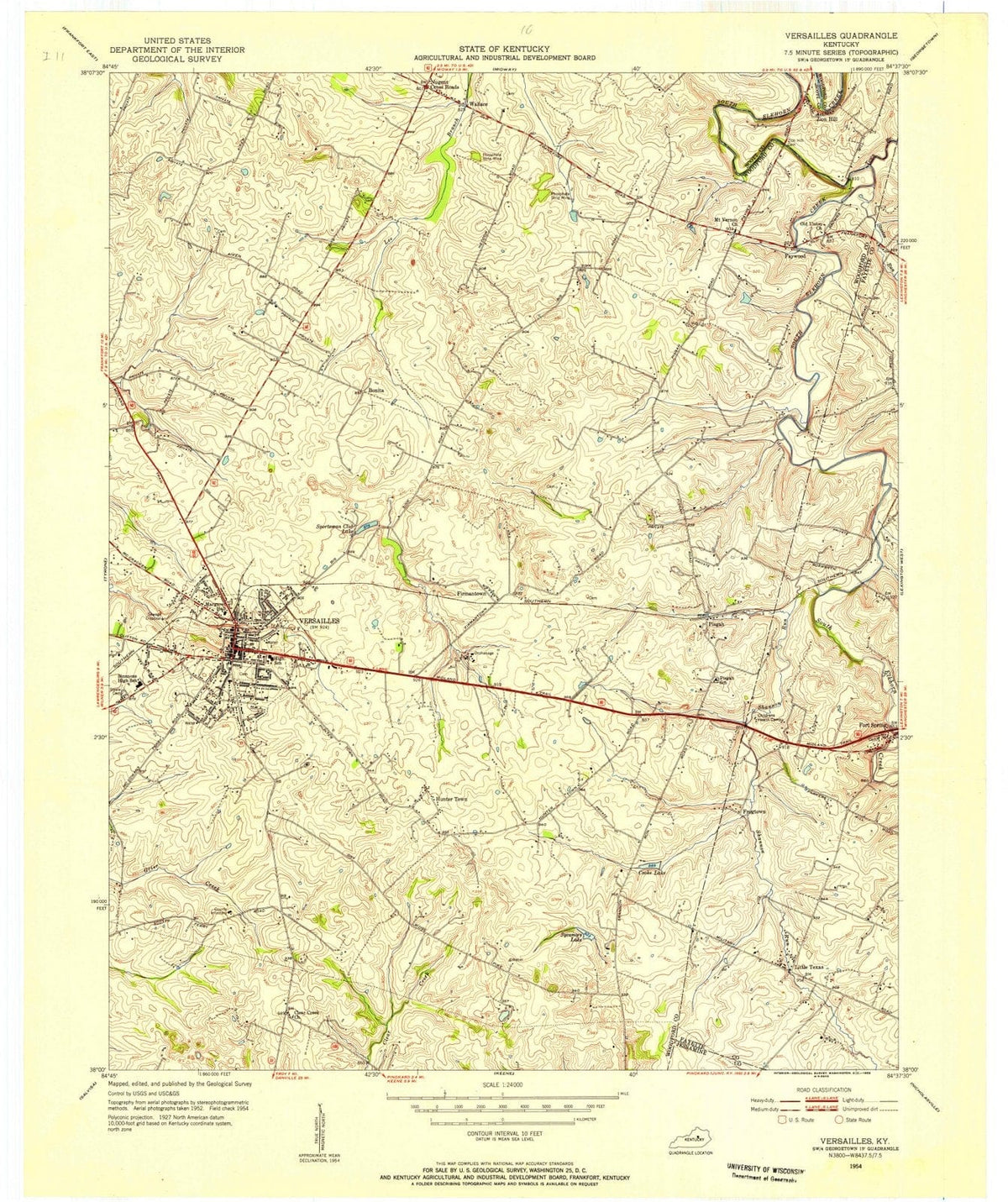1954 Versailles, KY - Kentucky - USGS Topographic Map