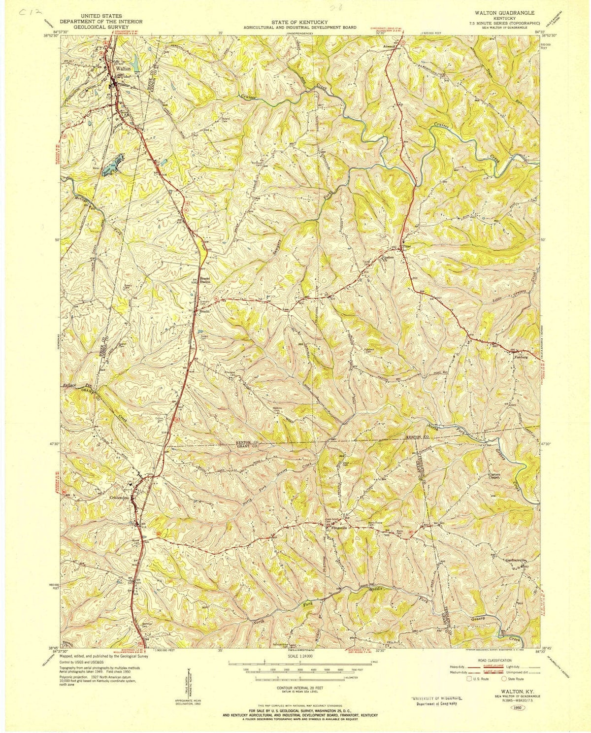 1950 Walton, KY - Kentucky - USGS Topographic Map