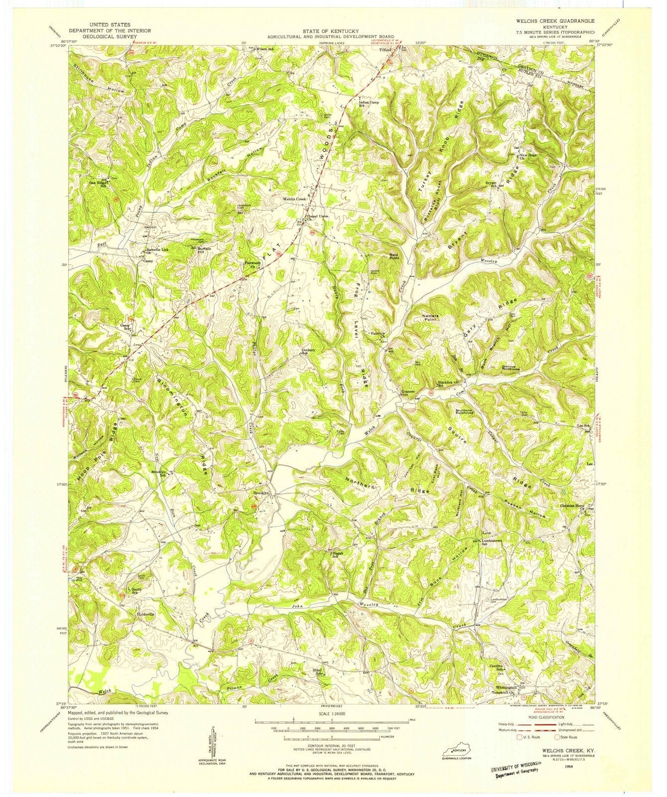 1954 Welchs Creek, KY - Kentucky - USGS Topographic Map