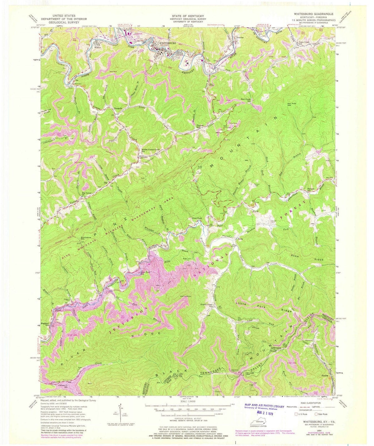 1954 Whitesburg, KY - Kentucky - USGS Topographic Map