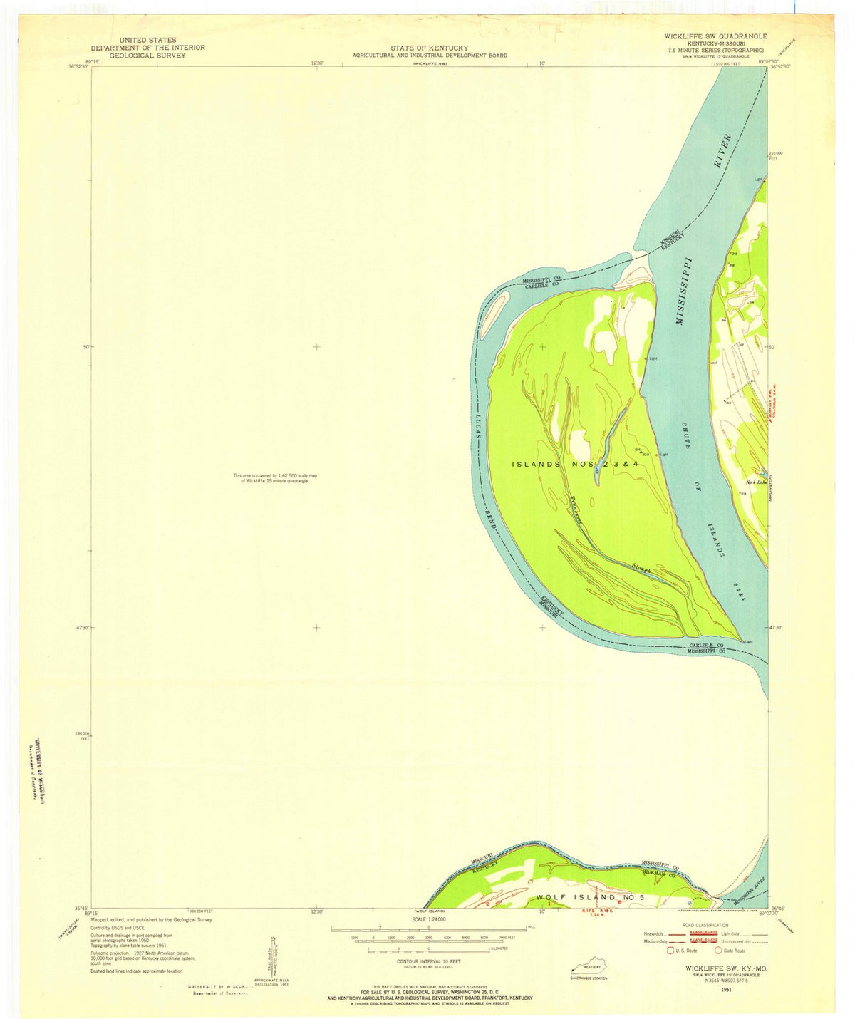 1951 Wickliffe, MO - Missouri - USGS Topographic Map