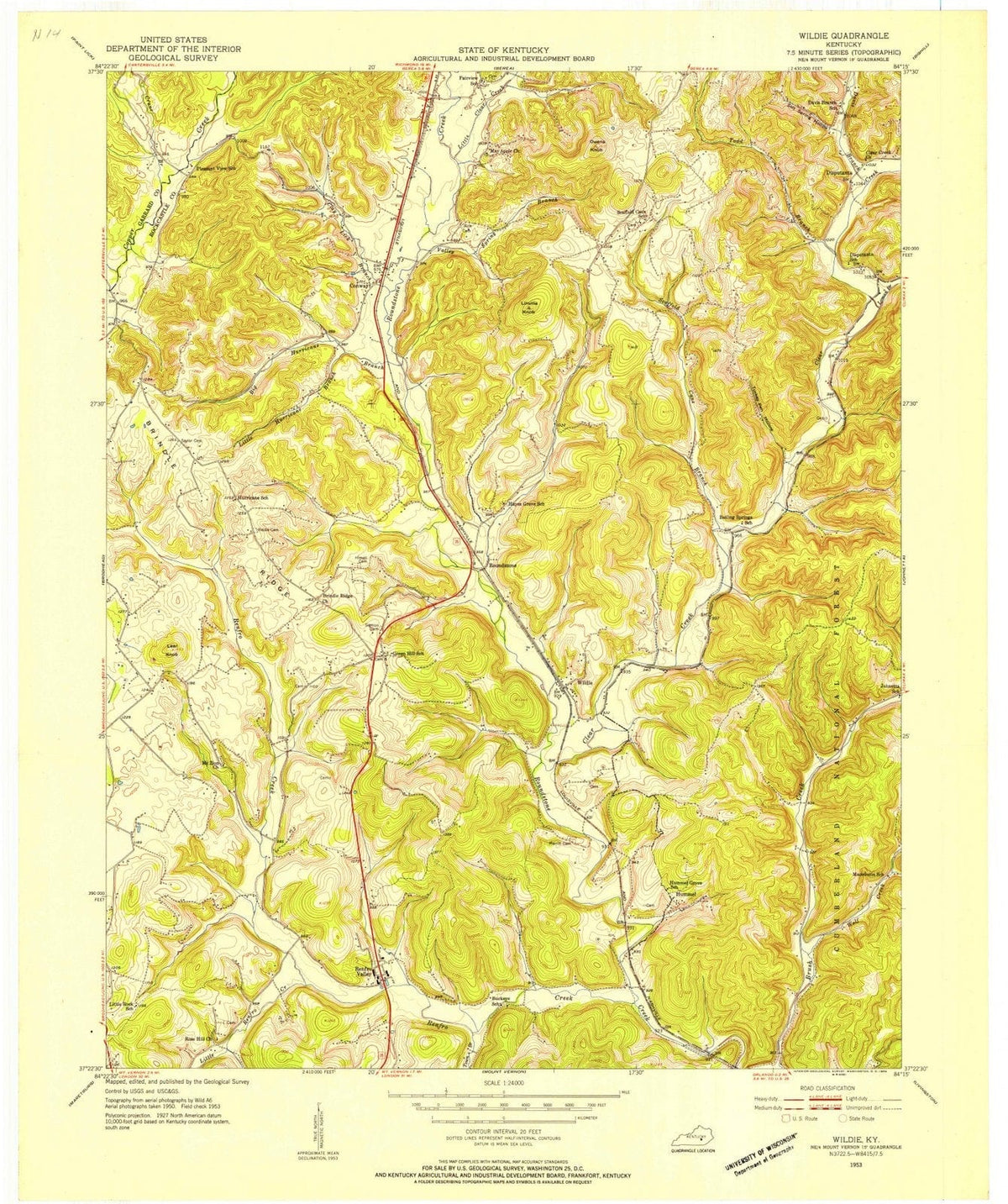 1953 Wildie, KY - Kentucky - USGS Topographic Map
