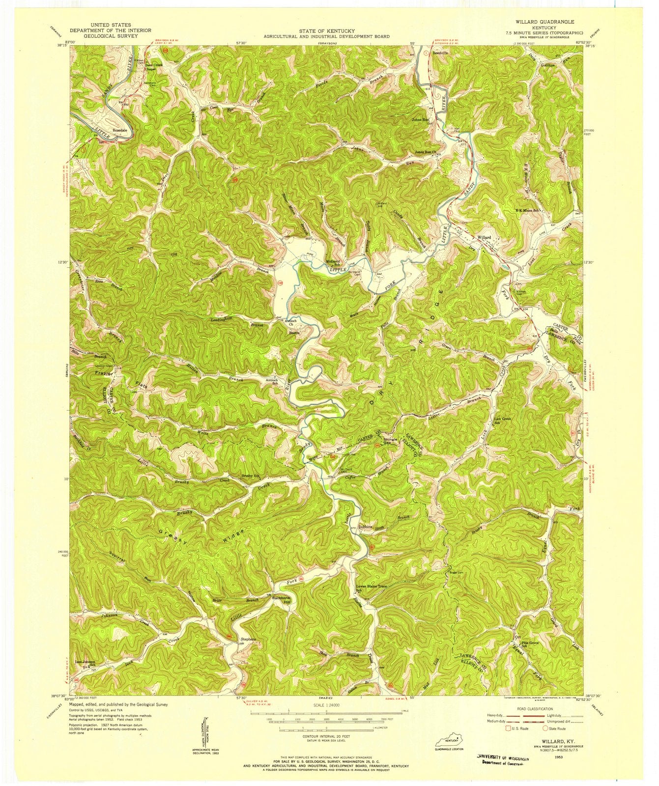 1953 Willard, KY - Kentucky - USGS Topographic Map
