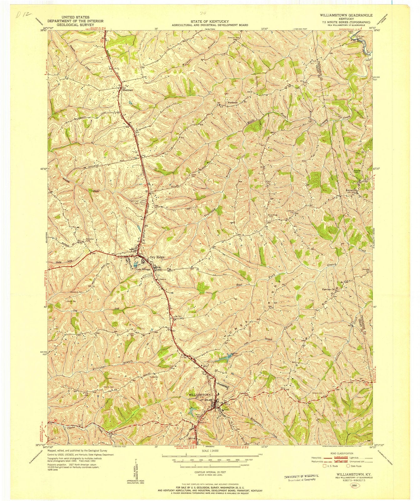 1950 Williamstown, KY - Kentucky - USGS Topographic Map