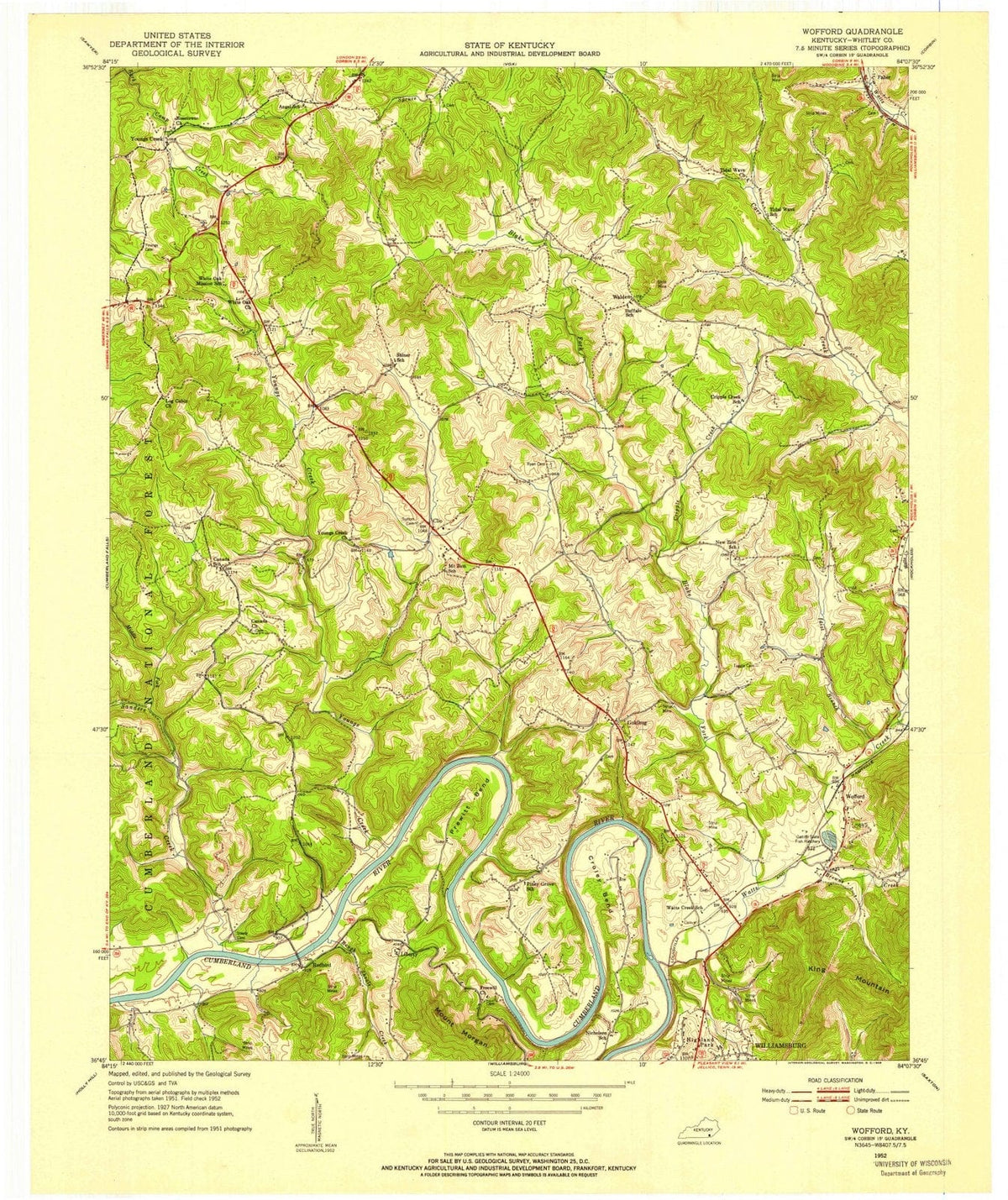 1952 Wofford, KY - Kentucky - USGS Topographic Map