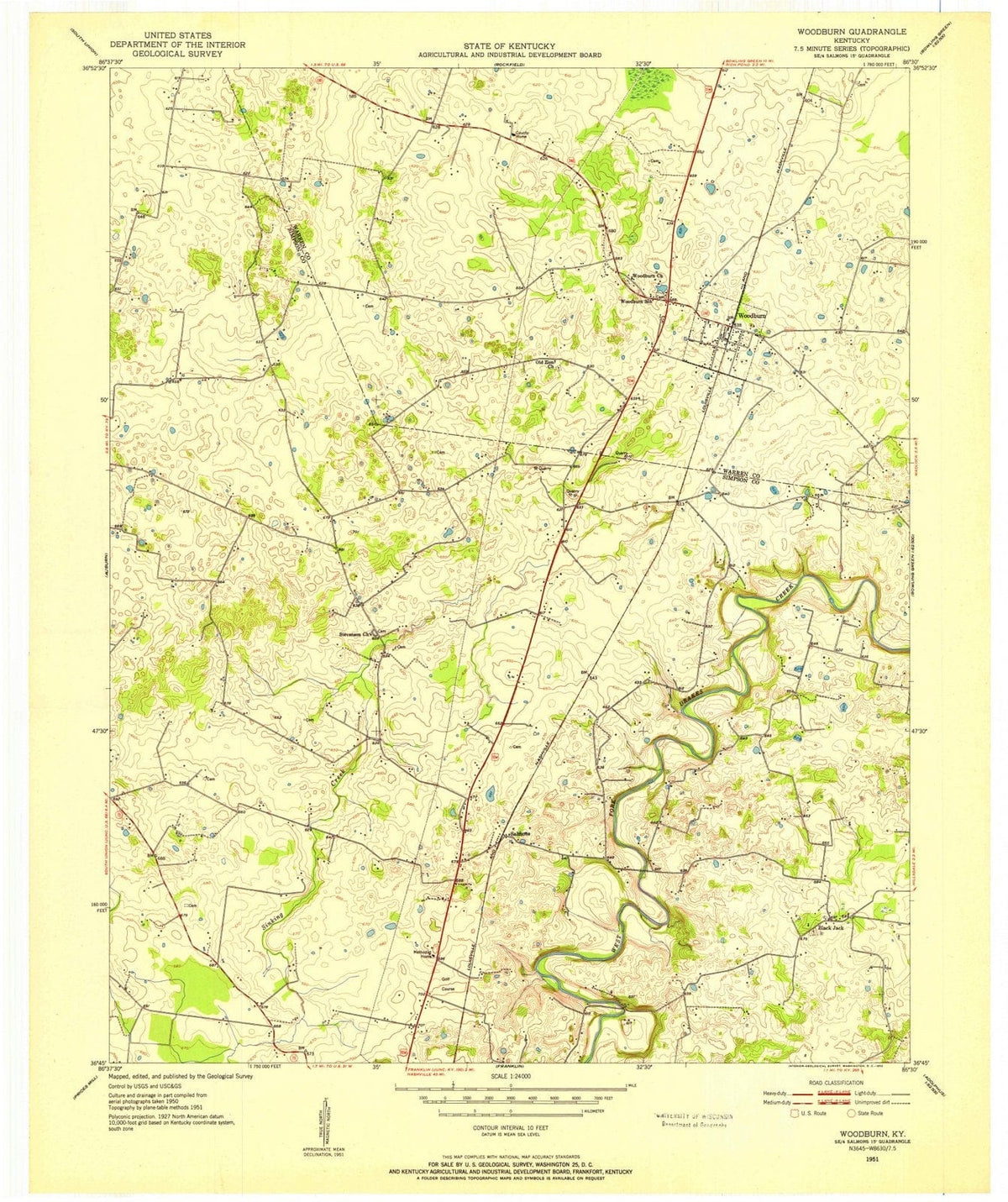 1951 Woodburn, KY - Kentucky - USGS Topographic Map