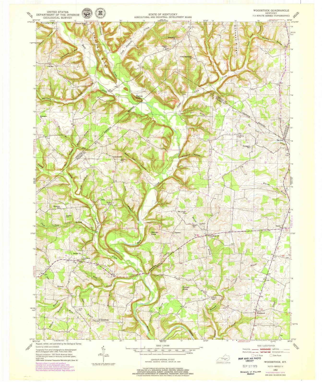 1952 Woodstock, KY - Kentucky - USGS Topographic Map