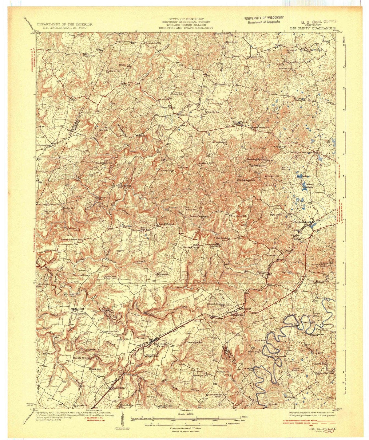 1932 Big Clifty, KY - Kentucky - USGS Topographic Map