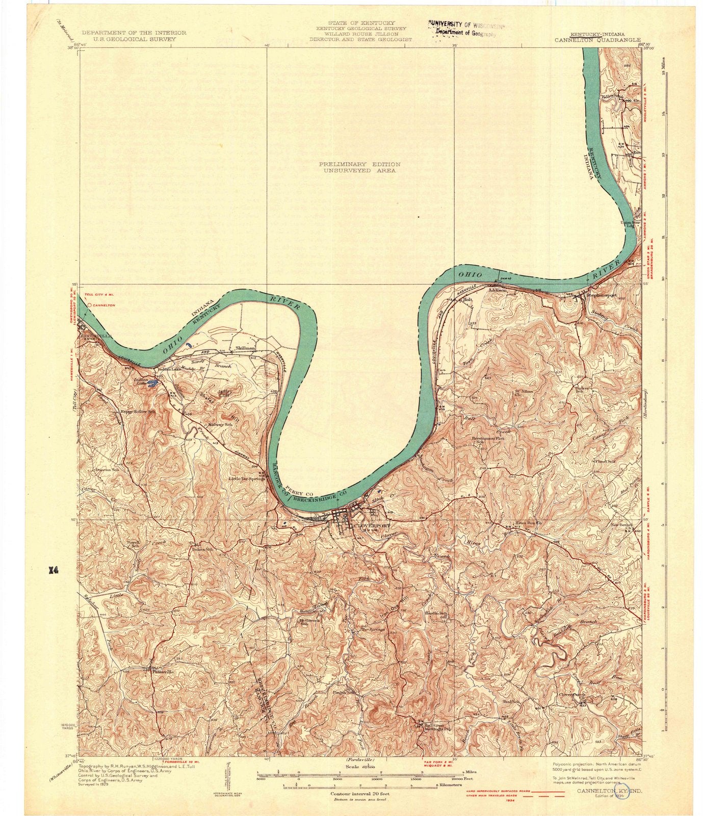 1934 Cannelton, in - Indiana - USGS Topographic Map