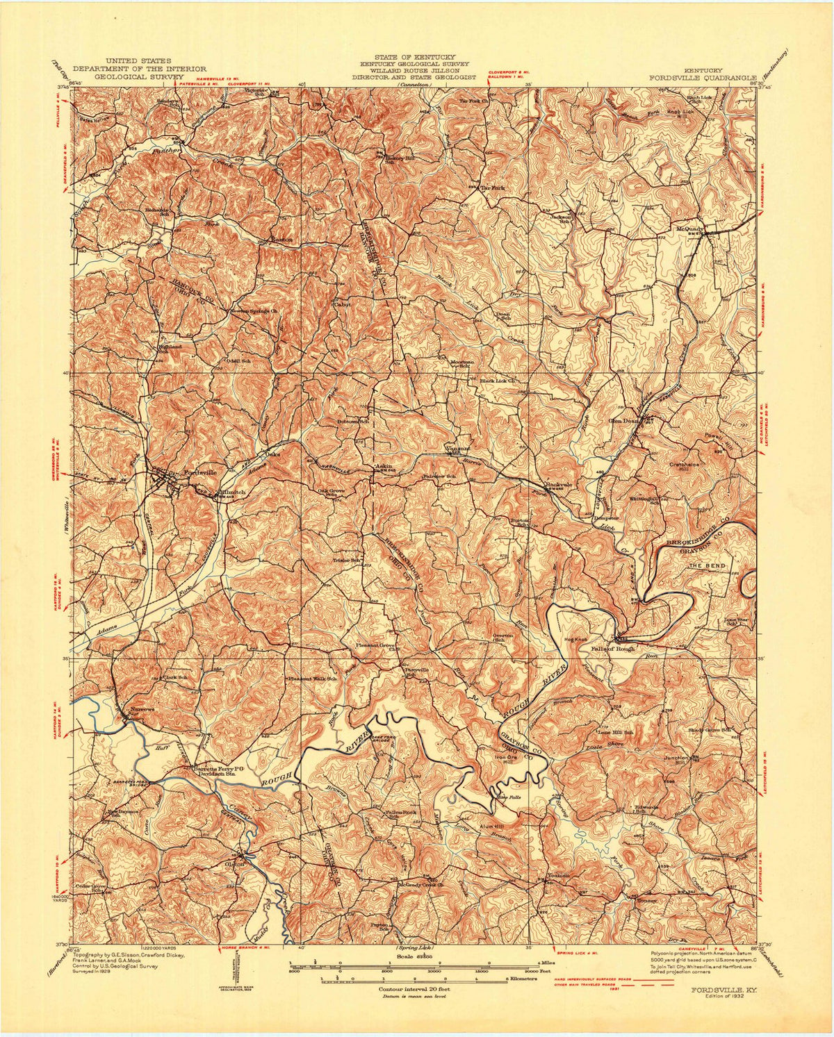 1932 Fordsville, KY - Kentucky - USGS Topographic Map