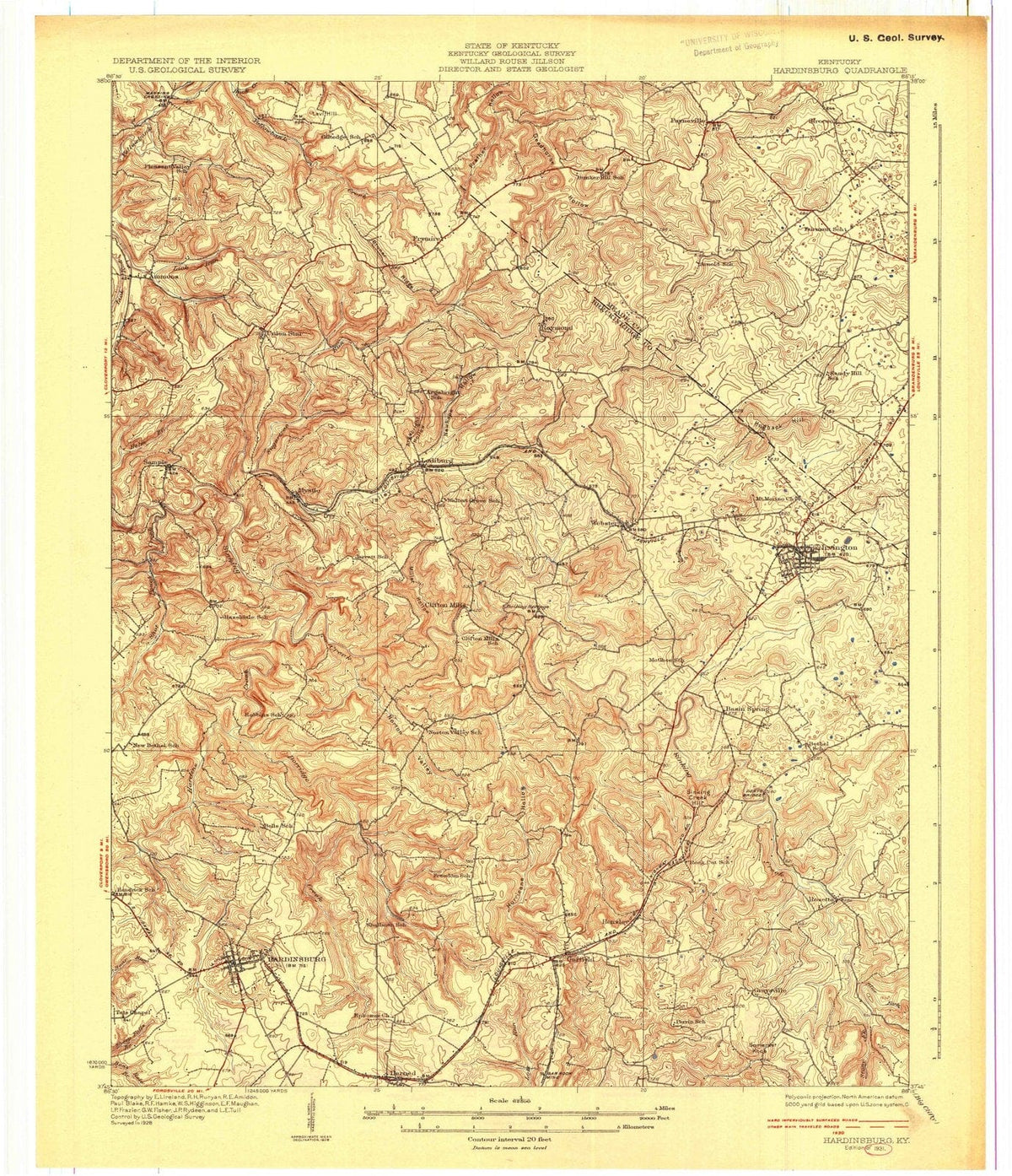 1931 Hardinsburg, KY - Kentucky - USGS Topographic Map