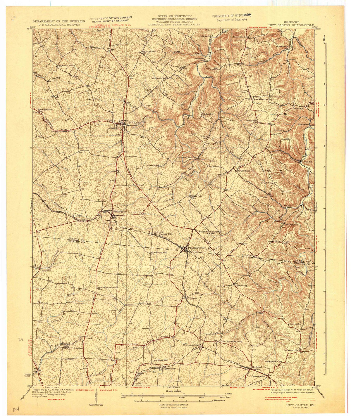 1932 New Castle, KY - Kentucky - USGS Topographic Map