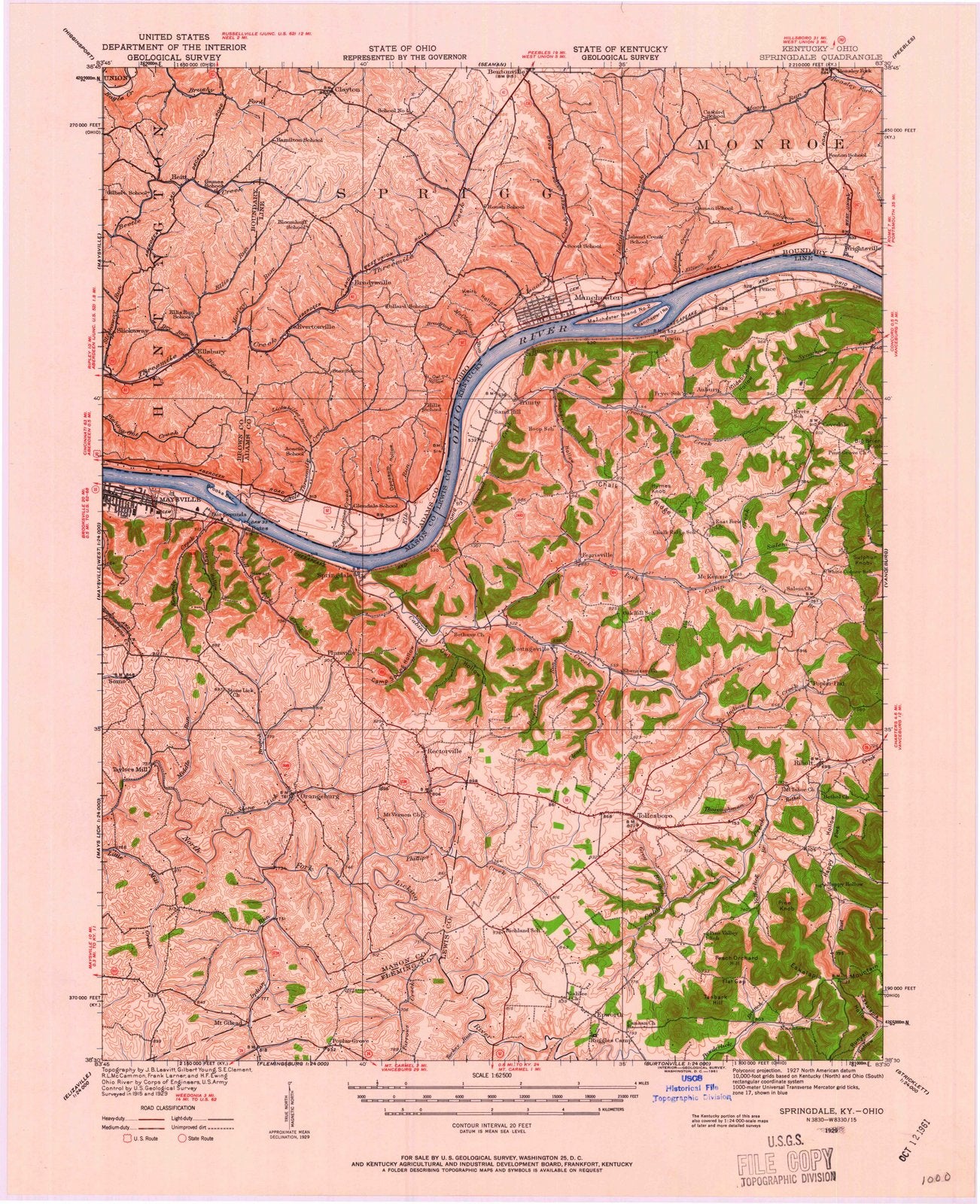 1929 Springdale, KY - Kentucky - USGS Topographic Map