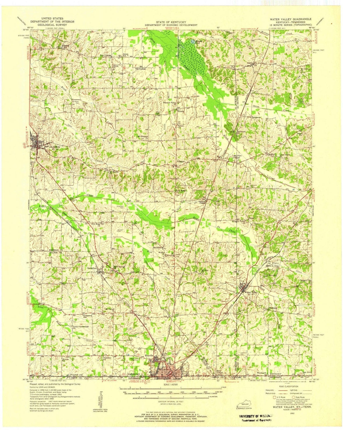 1952 Water Valley, KY - Kentucky - USGS Topographic Map
