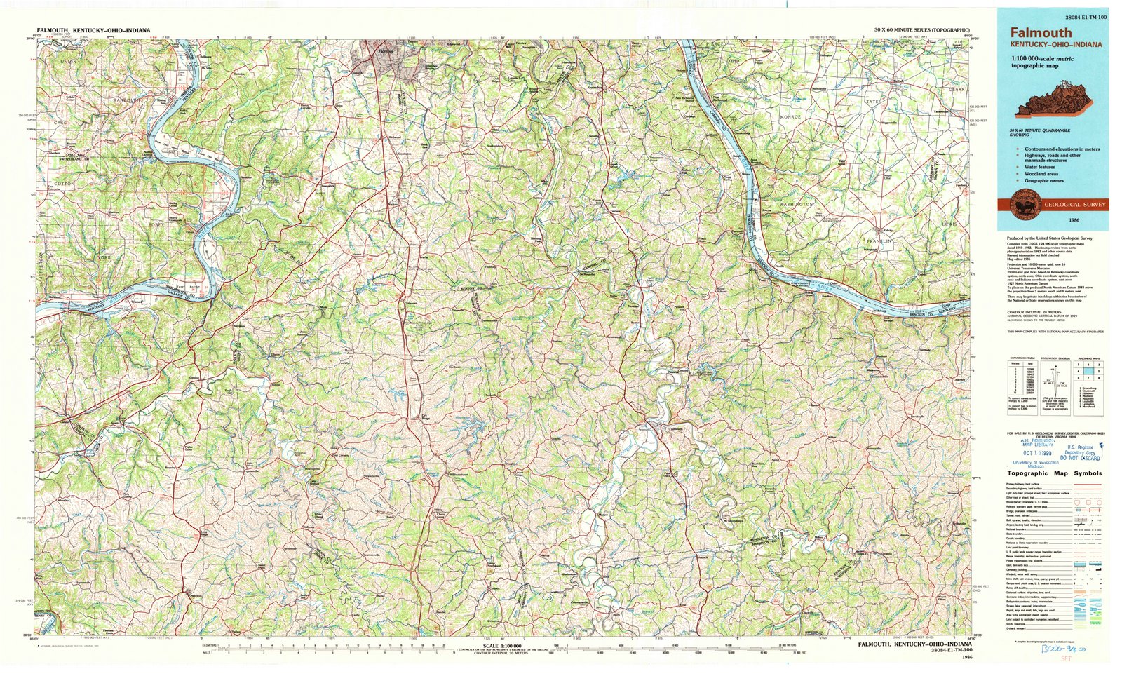 1986 Falmouth, KY - Kentucky - USGS Topographic Map