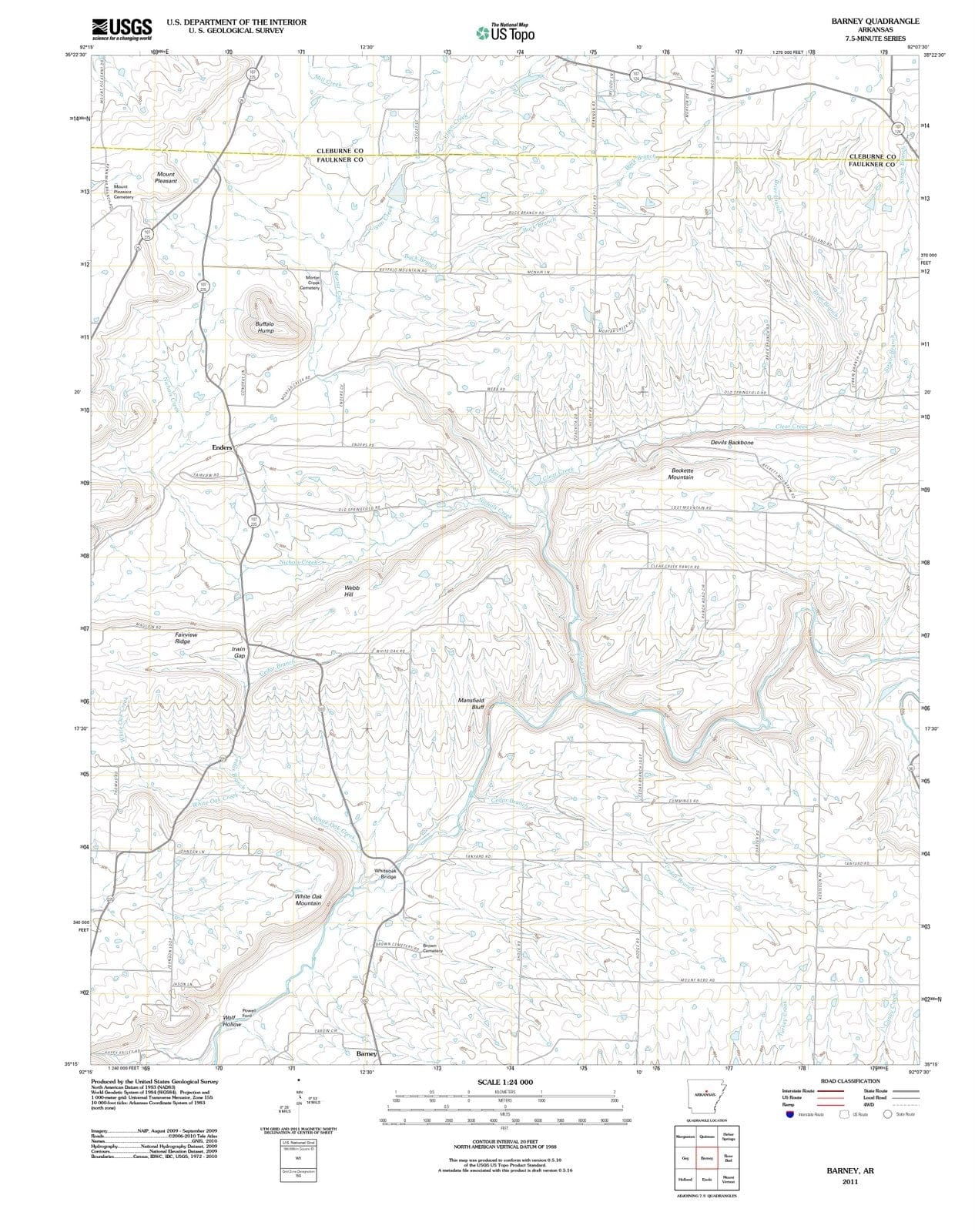 2011 Barney, AR - Arkansas - USGS Topographic Map