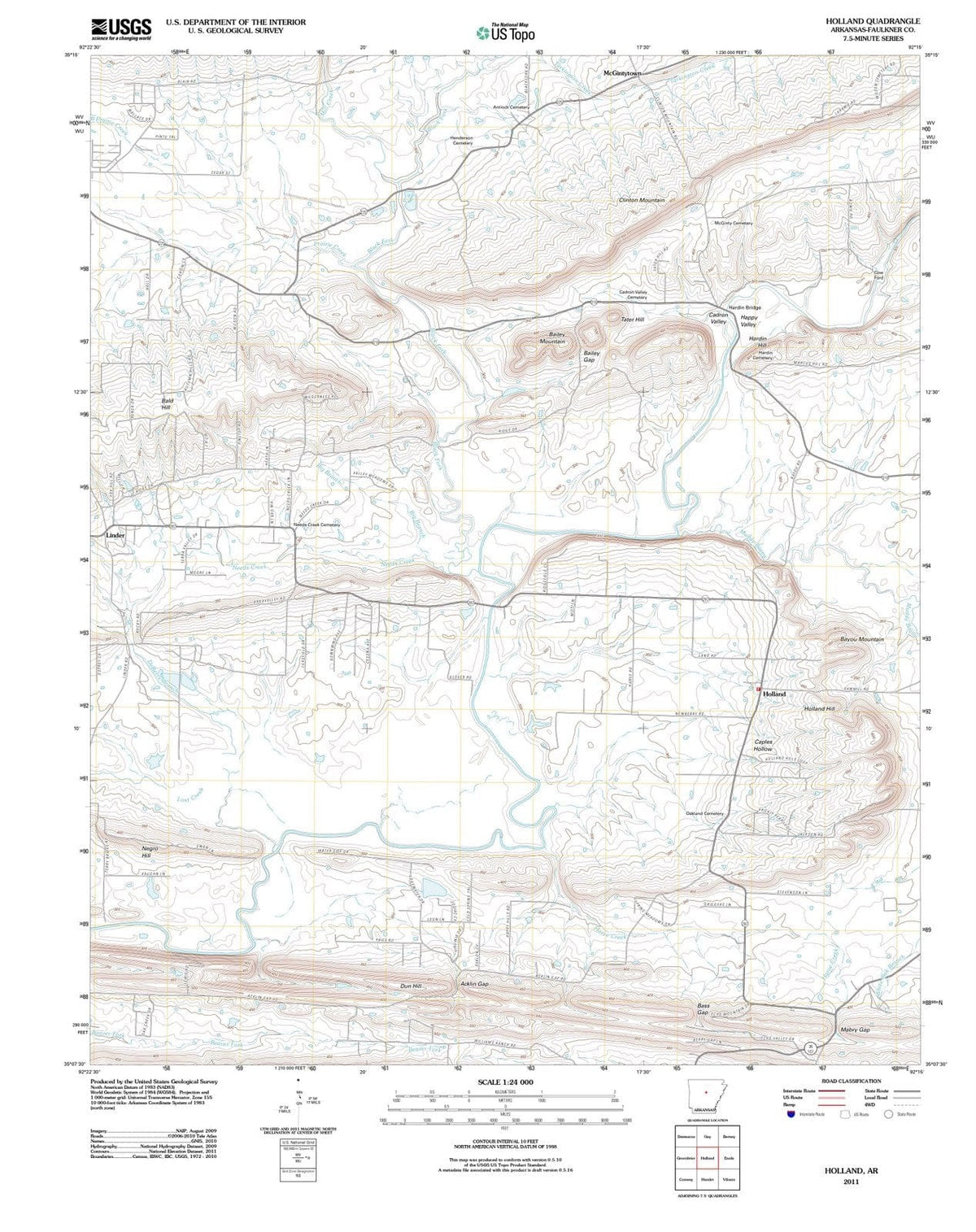 2011 Holland, AR - Arkansas - USGS Topographic Map