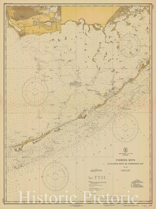 Historic Nautical Map - Florida Keys Alligator Reef To Sombrero Key, 1937 NOAA Chart - Florida (FL) - Vintage Wall Art