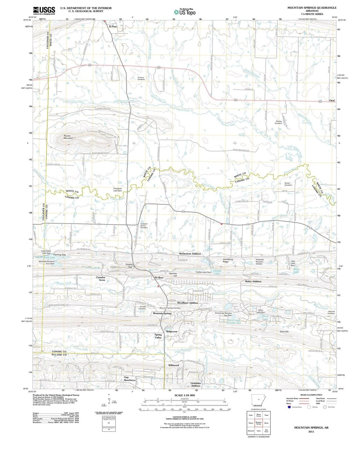 2011 Mountain Springs, AR - Arkansas - USGS Topographic Map