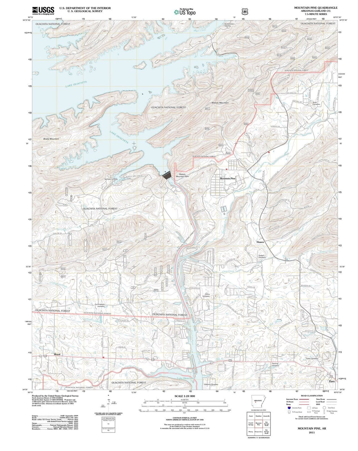 2011 Mountain Pine, AR - Arkansas - USGS Topographic Map