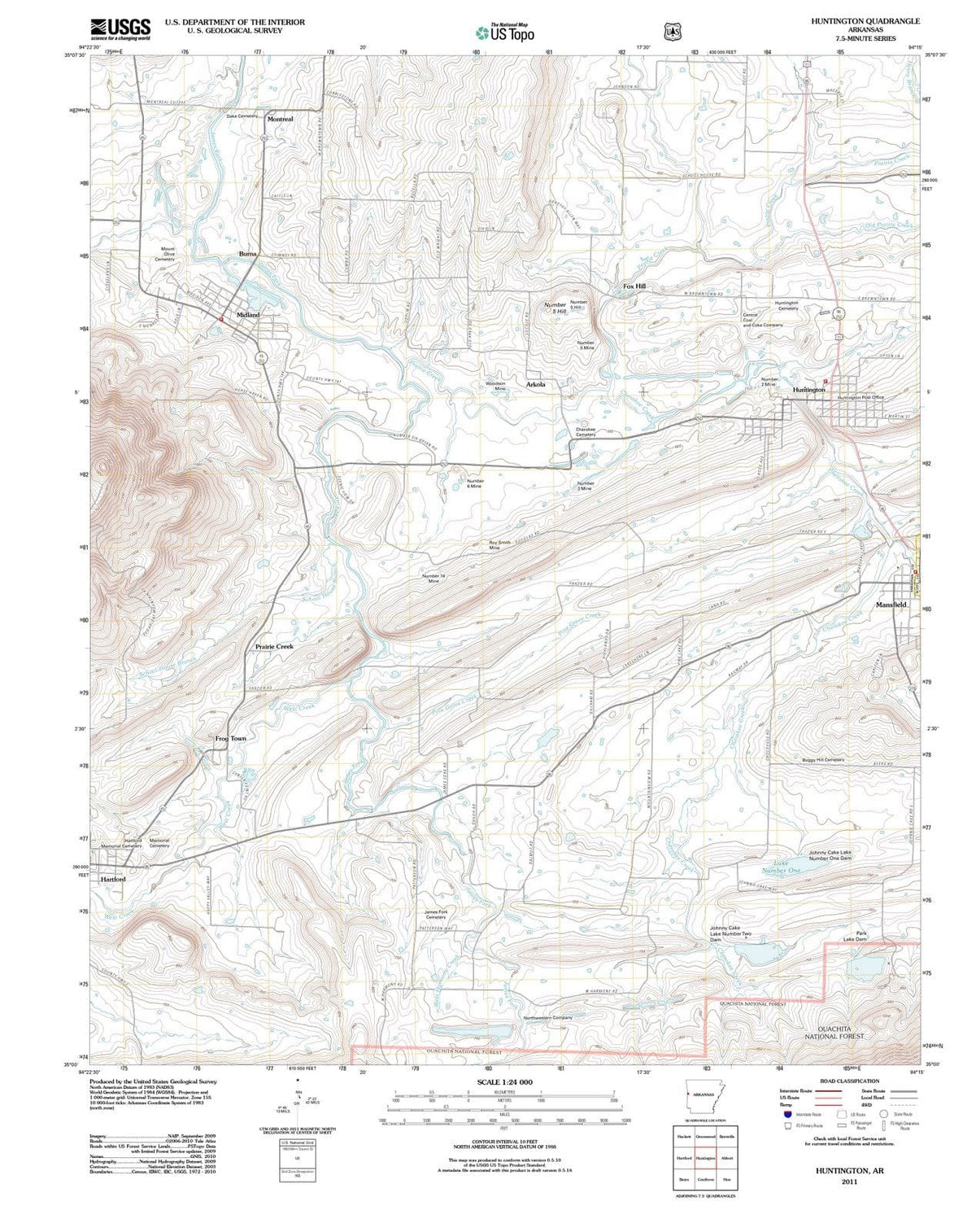 2011 Huntington, AR - Arkansas - USGS Topographic Map