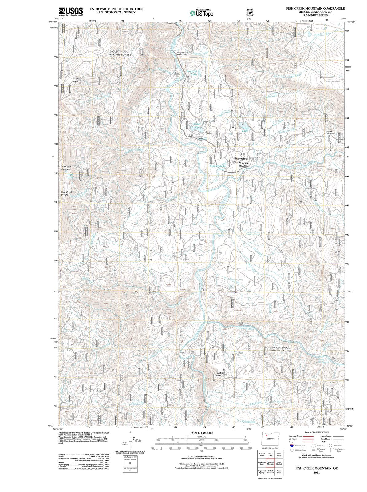 2011 Fish Creek Mountain, OR - Oregon - USGS Topographic Map