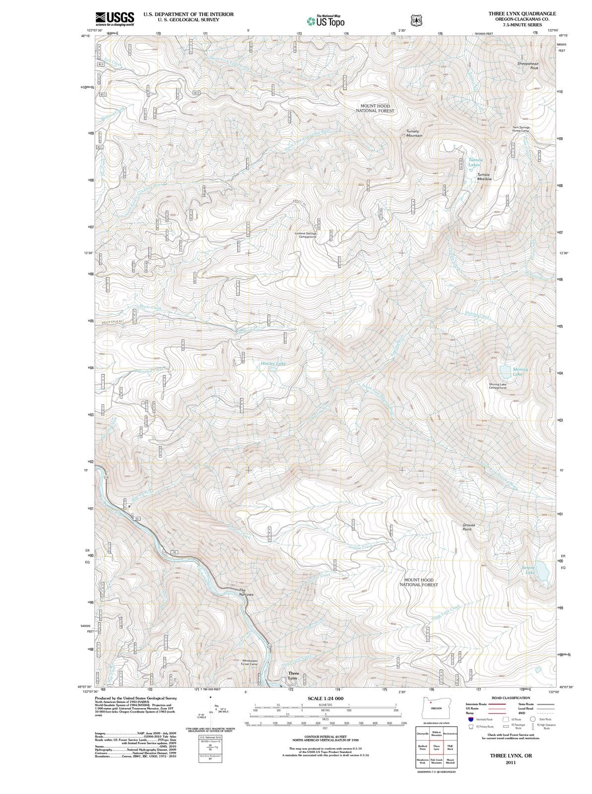 2011 Three Lynx, OR - Oregon - USGS Topographic Map