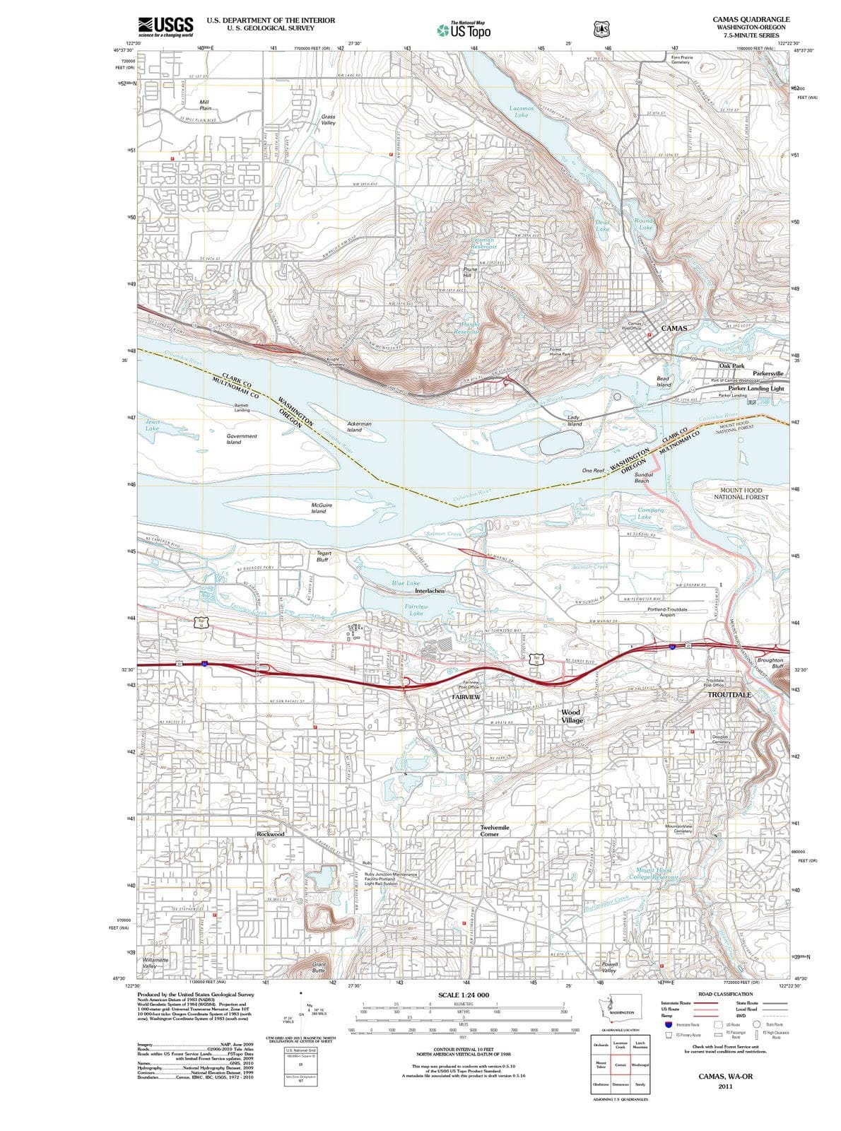 2011 Camas, WA - Washington - USGS Topographic Map