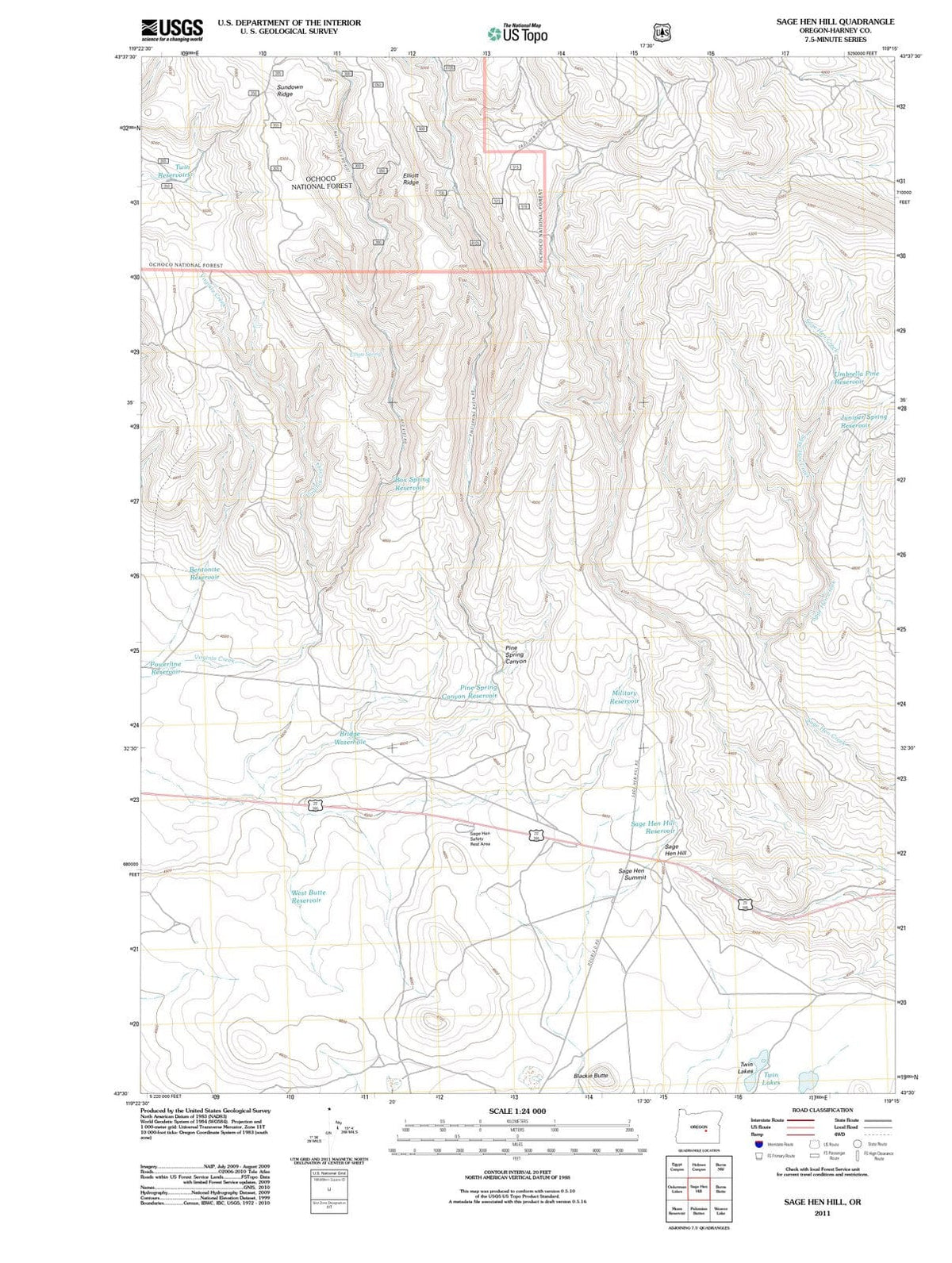 2011 Sage Hen Hill, OR - Oregon - USGS Topographic Map