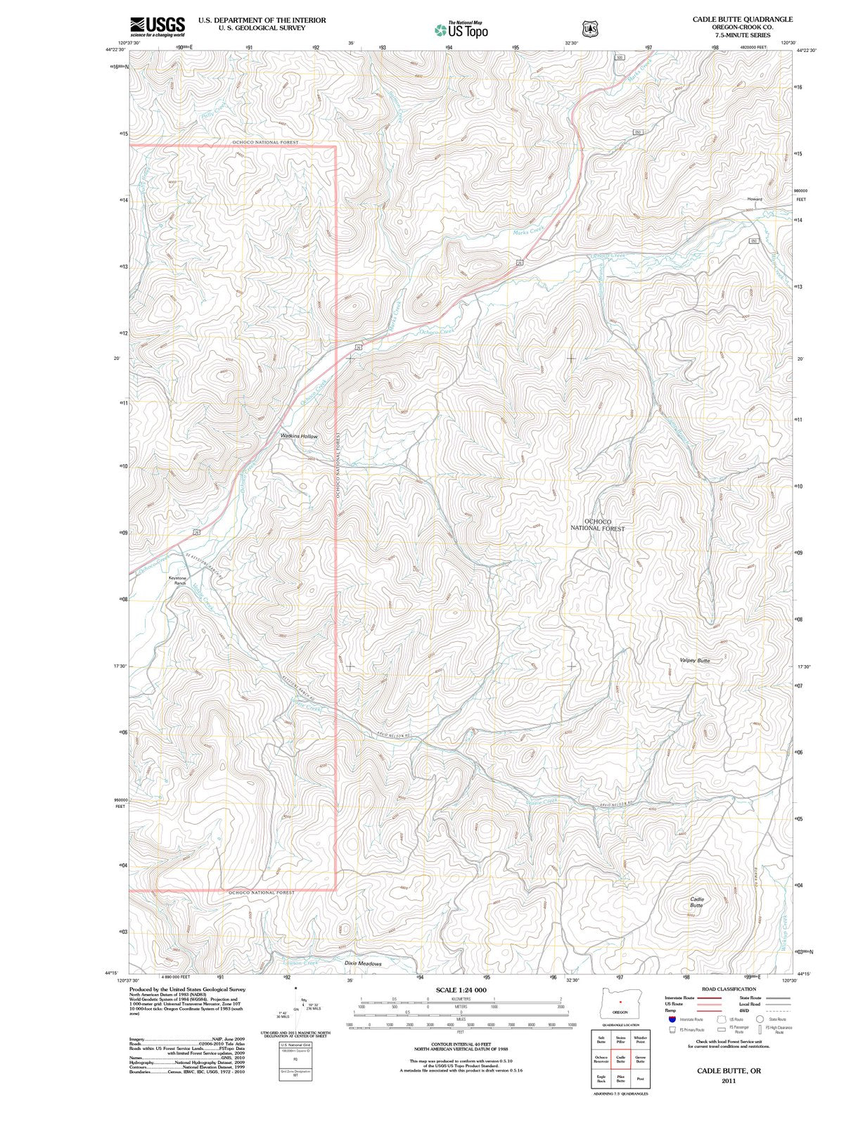 2011 Cadle Butte, OR - Oregon - USGS Topographic Map