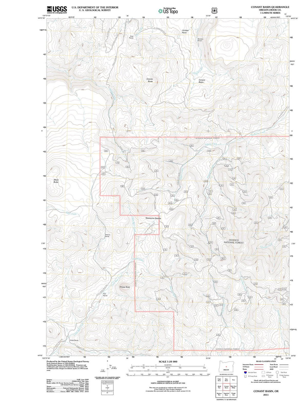 2011 Conant Basin, OR - Oregon - USGS Topographic Map