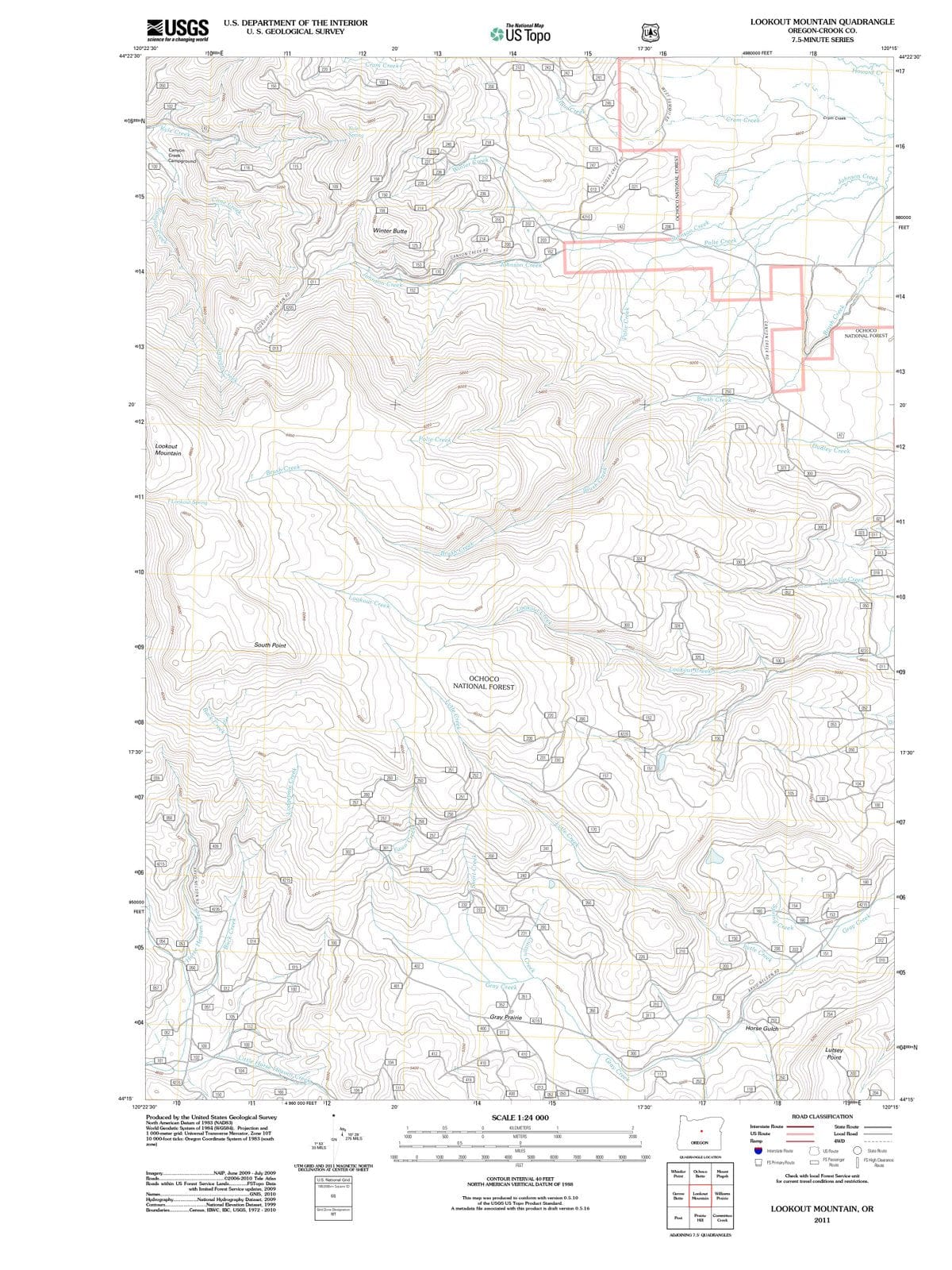 2011 Lookout Mountain, OR - Oregon - USGS Topographic Map