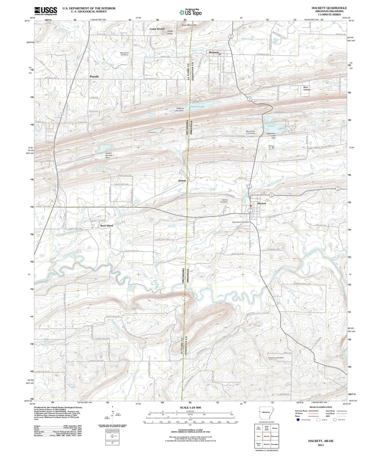 2011 Hackett, AR - Arkansas - USGS Topographic Map