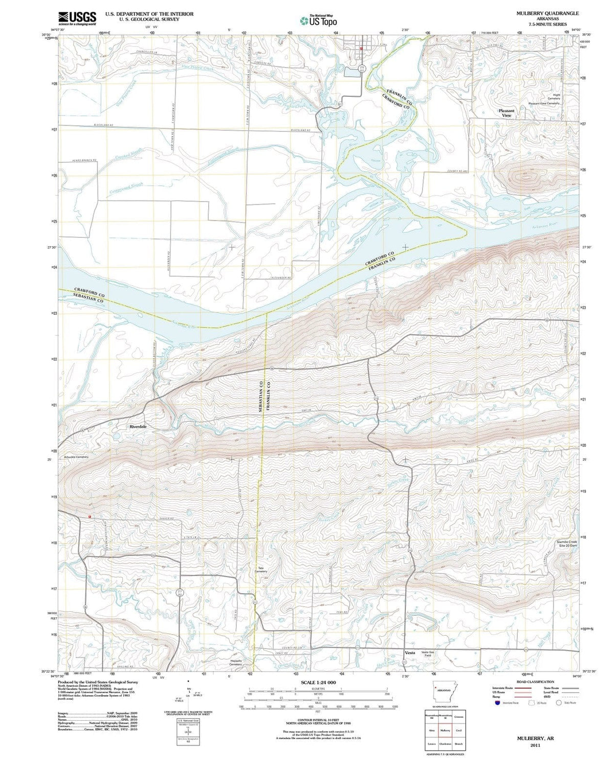2011 Mulberry, AR - Arkansas - USGS Topographic Map