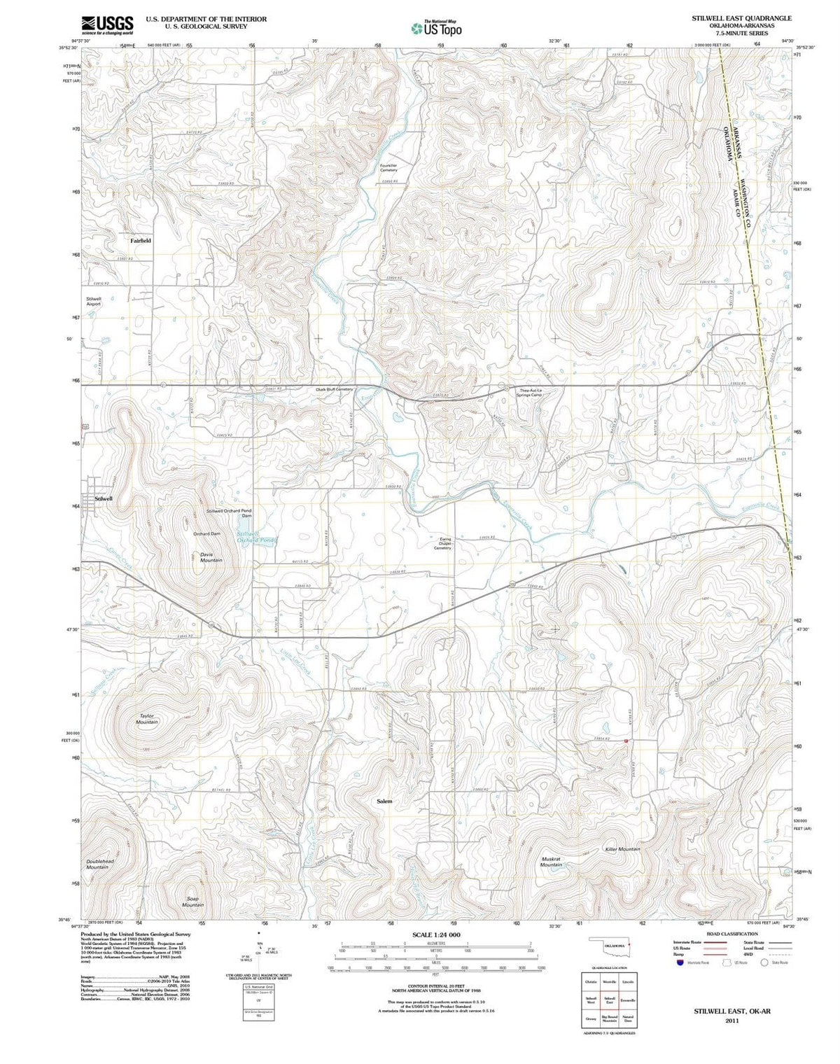 2011 Stilwell East, OK - Oklahoma - USGS Topographic Map