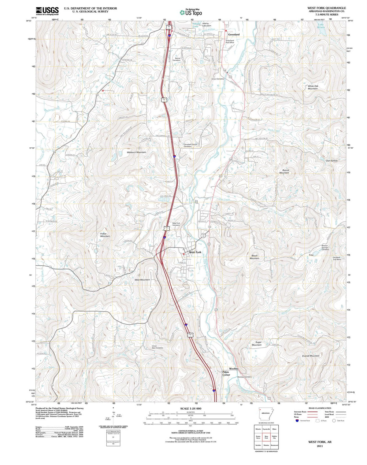 2011 West Fork, AR - Arkansas - USGS Topographic Map