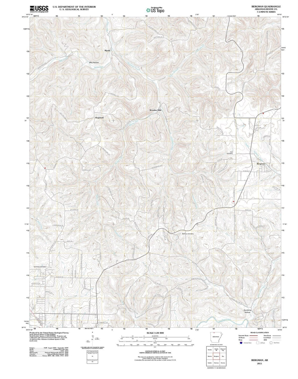 2011 Bergman, AR - Arkansas - USGS Topographic Map