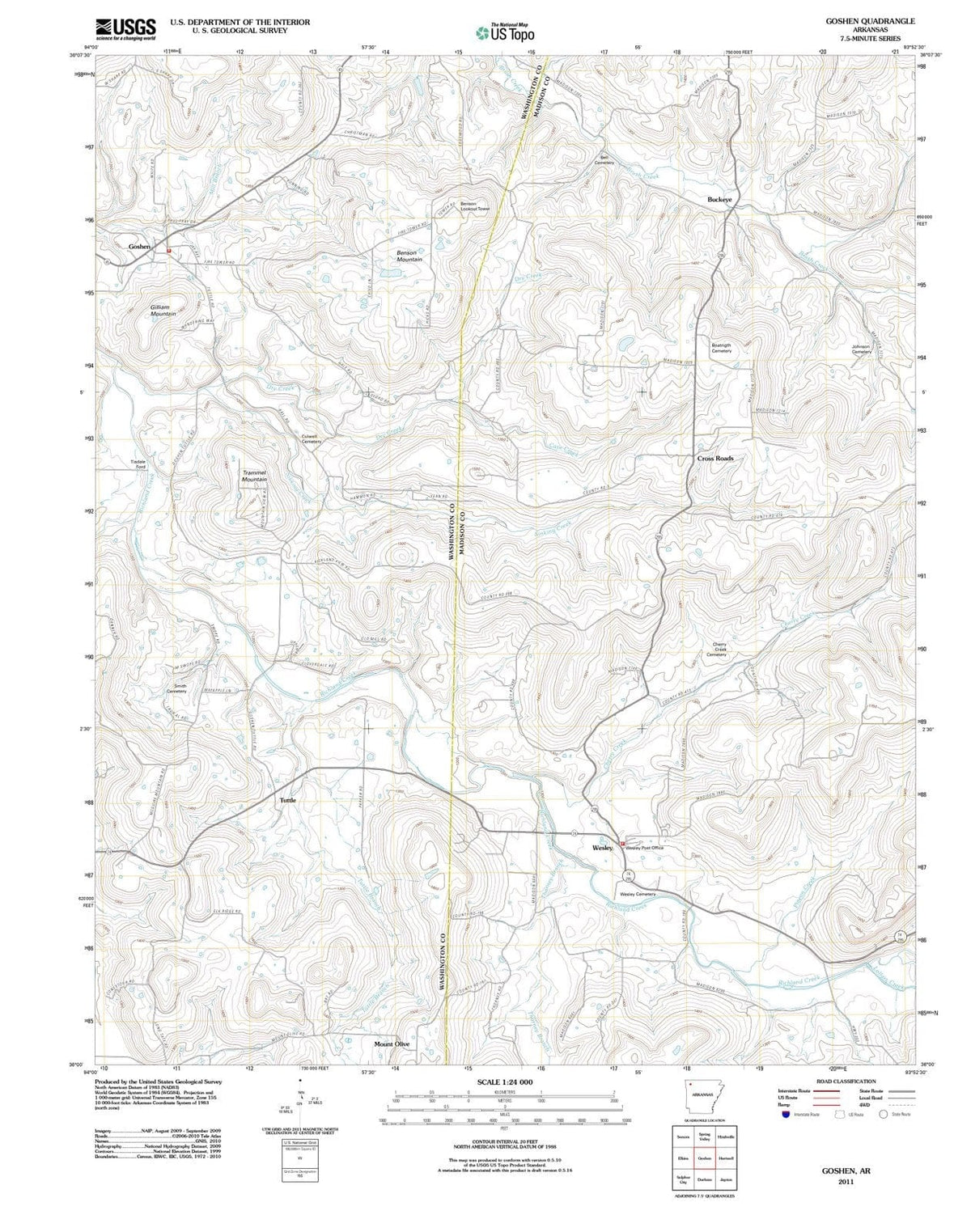 2011 Goshen, AR - Arkansas - USGS Topographic Map