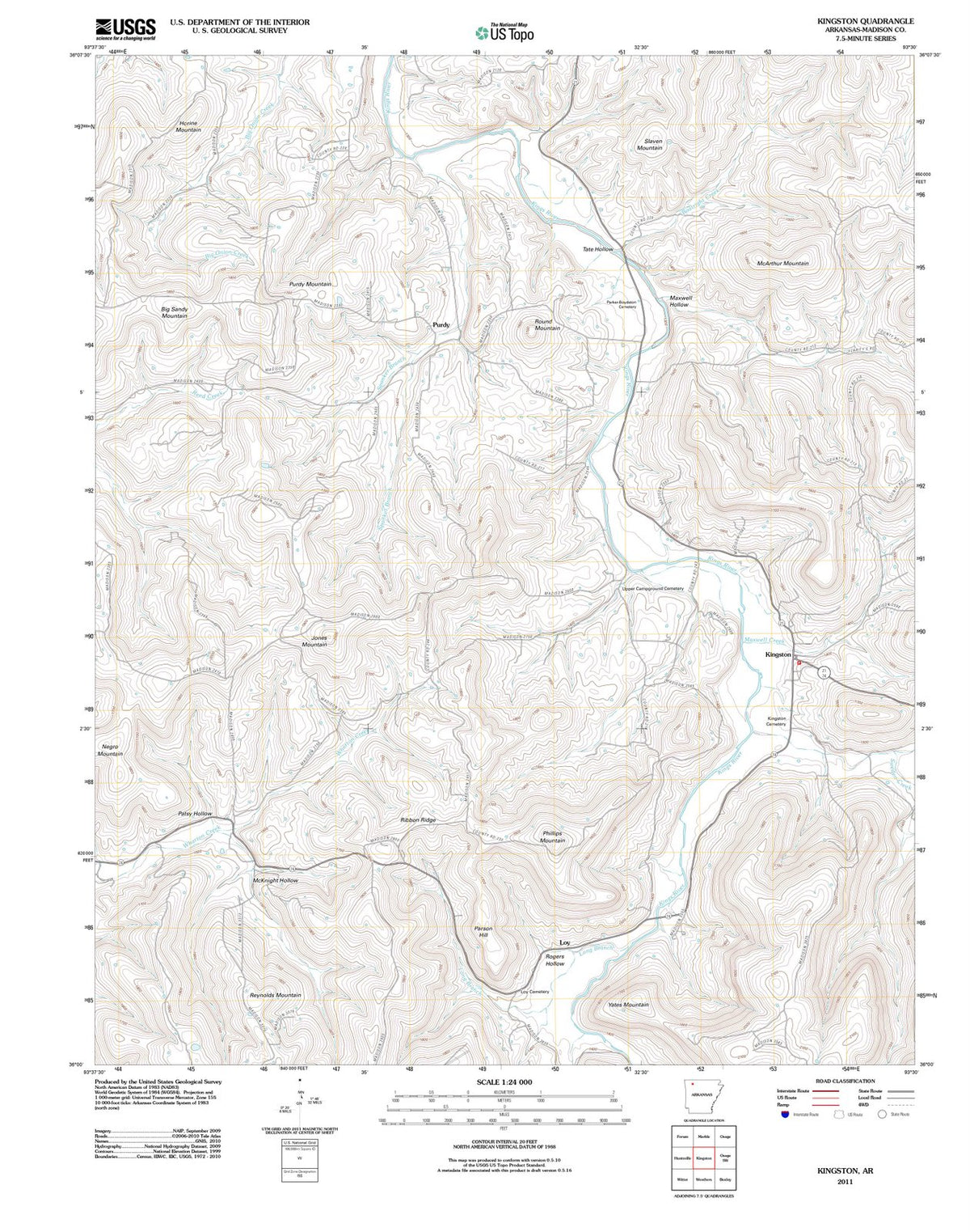 2011 Kingston, AR - Arkansas - USGS Topographic Map