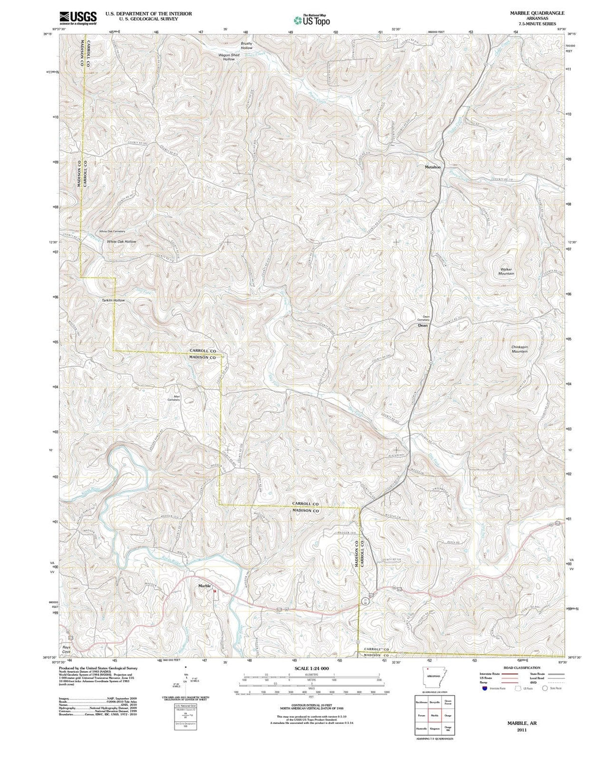 2011 Marble, AR - Arkansas - USGS Topographic Map