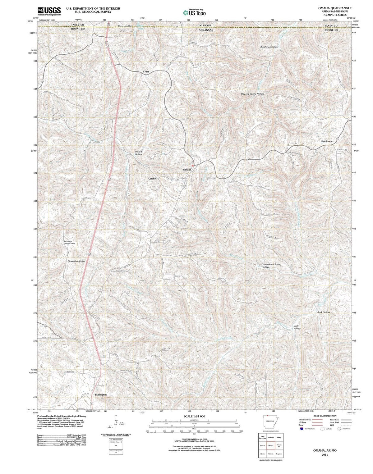 2011 Omaha, AR - Arkansas - USGS Topographic Map