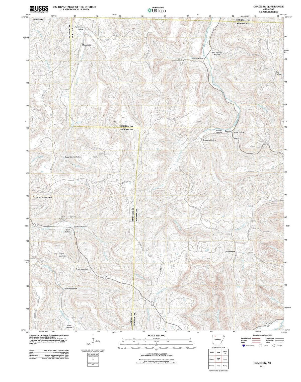 2011 Osage, AR - Arkansas - USGS Topographic Map