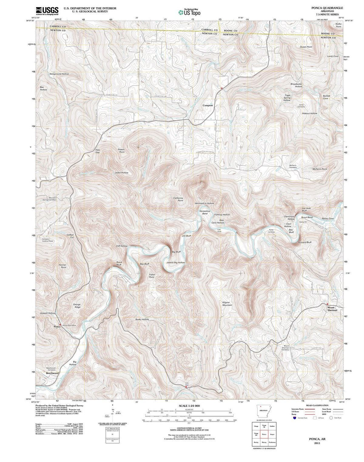 2011 Ponca, AR - Arkansas - USGS Topographic Map