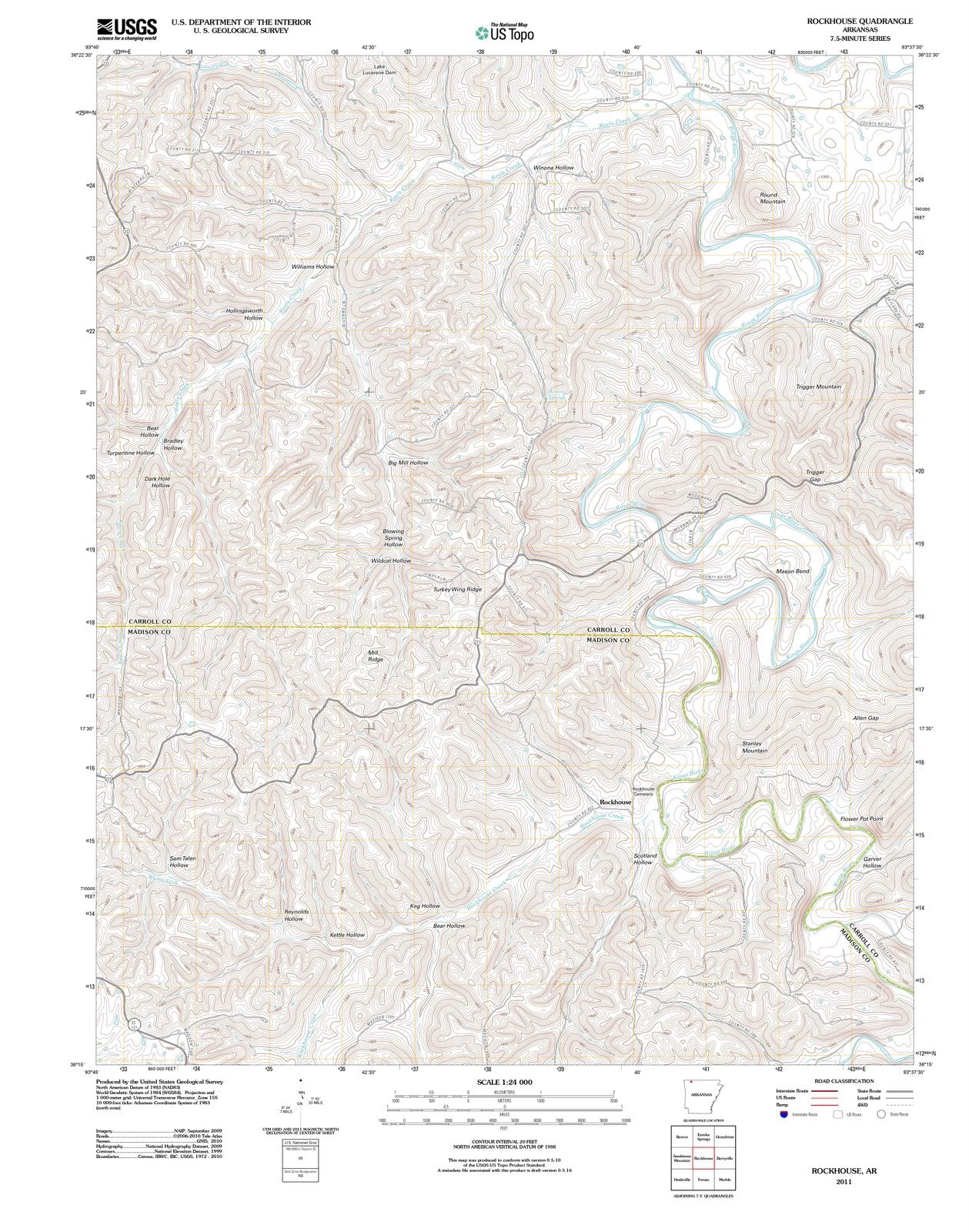 2011 Rockhouse, AR - Arkansas - USGS Topographic Map