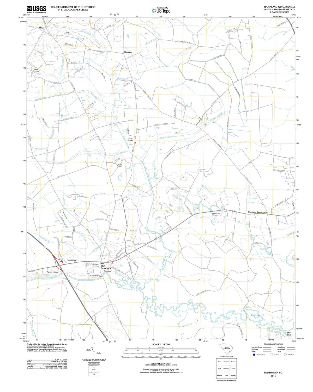 2011 Hammond, SC - South Carolina - USGS Topographic Map