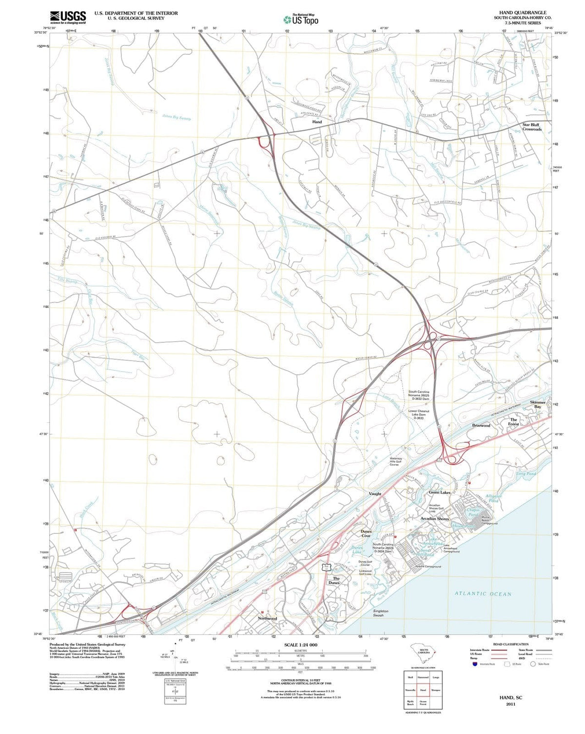 2011 Hand, SC - South Carolina - USGS Topographic Map
