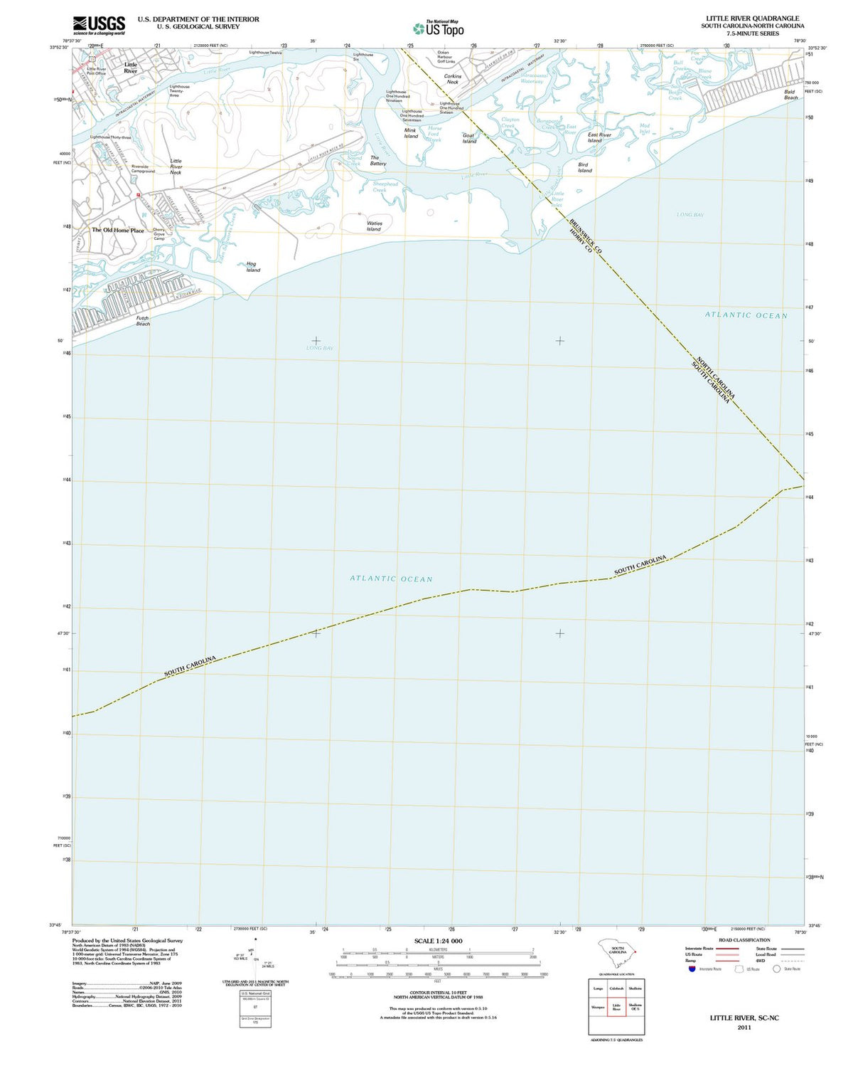 2011 Little River, SC - South Carolina - USGS Topographic Map